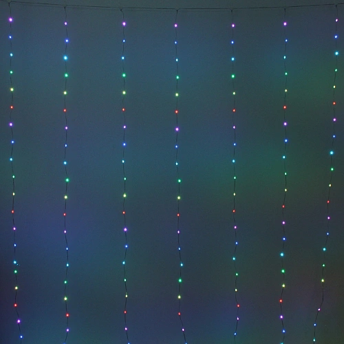Гирлянда для дома ЗАНАВЕС  ш3м в3м 300 ламп LED, прозрачный провод, более 200 реж, IP-44 (управление с пульта ду и с телефона) Мультицвет_3