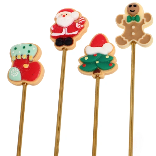 Набор для десерта Символы праздника 4предмета (2ложки+2вилки) в подарочной коробке,цвет золото_5