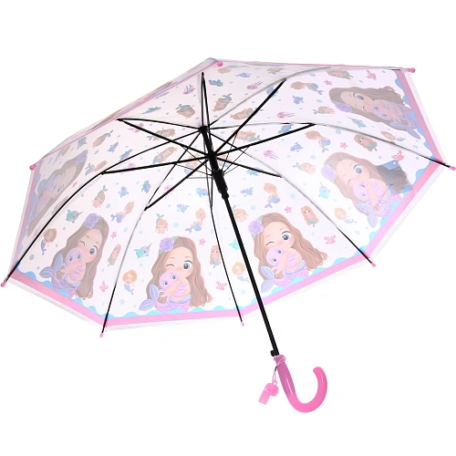 Зонт детский полуавтомат Русалочка, 8 спиц, d-80см, длина в слож виде 65см_5