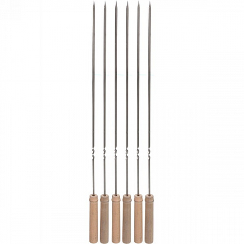 Набор шампуров 6 шт с деревянными ручками, длина 48 см, ширина 5 мм