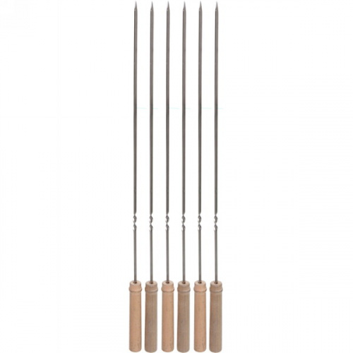 Набор шампуров 6 шт с деревянными ручками, длина 48 см, ширина 5 мм