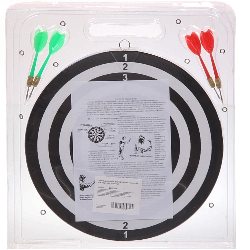 Набор для игры в дартс D-1201W мишень 29 см, 4 дротика (блистер)_3