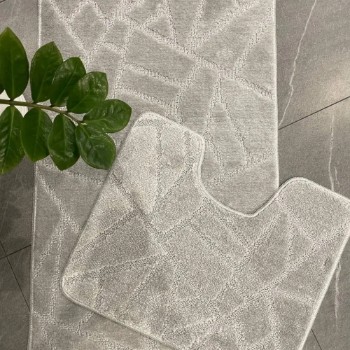 Комплект ковриков для ванной и туалета My Crystal 50*80 и 40*50 Геометрия,Мозайка,светло-серый
