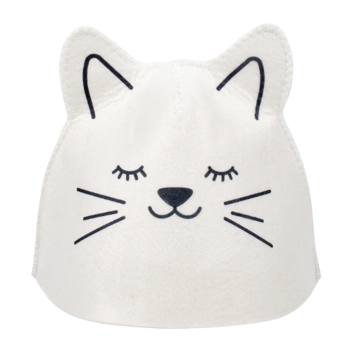 Шапка банная детская классическая «Котёнок», цвет белый