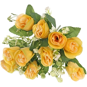 Искусственные цветы "Букет роз" 32см 10 цветков желтые