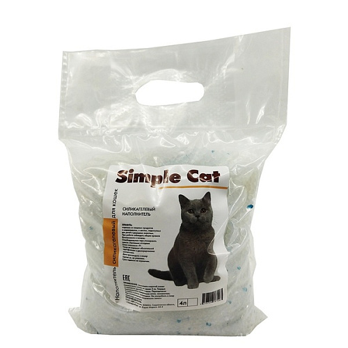 Наполнитель для кошачьего туалета силикагелевый "Simple Cat", 4 л.