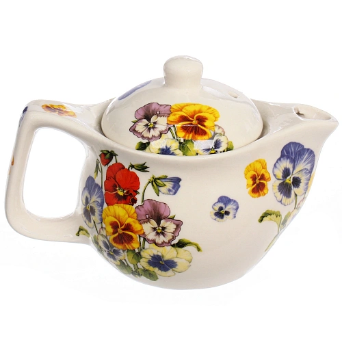 Чайник заварочный керамический 350мл с ситом Фиалки_4