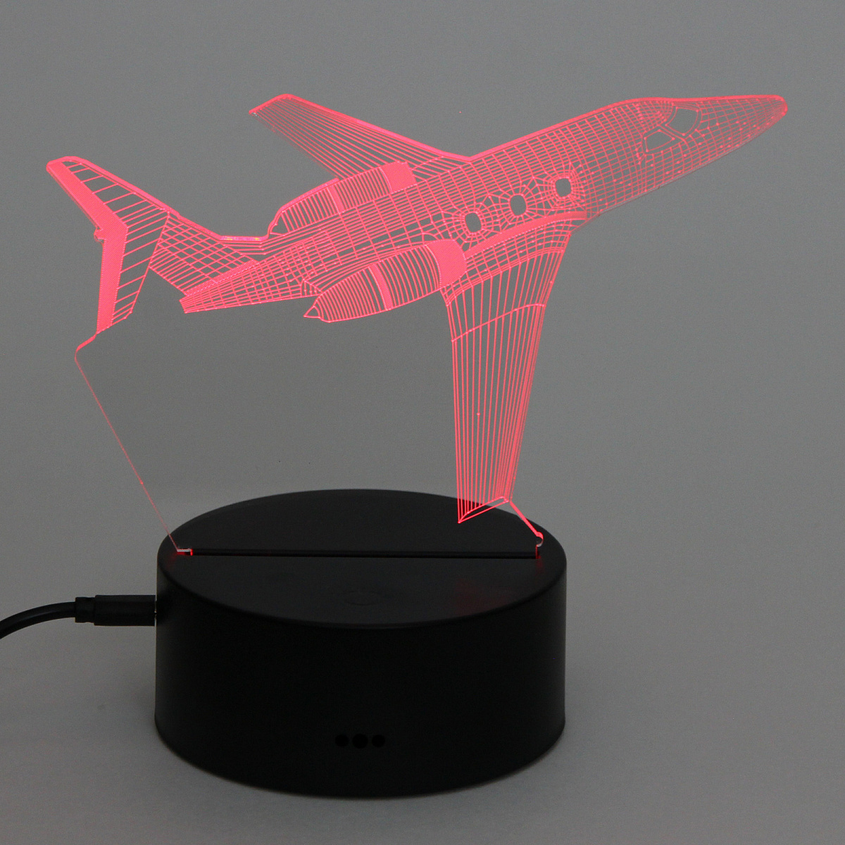 Светильник ночник "3D-Самолёт" на пластиковой подставке, с включателем USB