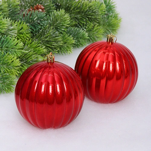 Набор шаров "Волшебные грани " 10 см (в наборе 2 шт), Красный