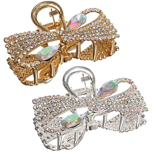 Заколка - краб для волос на блистере "LAVITA", бантик, цвет серебро и золото, 5,8*3,3см