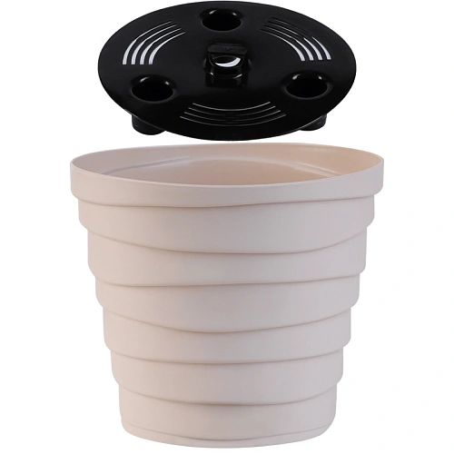 Кашпо для цветов пластиковое 0,9л d-13,2см Бархан Кремовый_2
