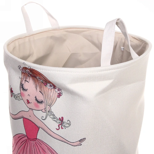 Корзина для белья круглая Маленькая балерина 4535 см бежевая_4