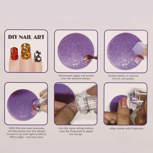 Набор для дизайна ногтей - стемпинг VivA Manicur, пластина квадрат, микс 4 цвета, 1811см_6