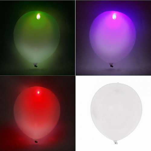 Воздушные шары  5 шт, 10"/25см Светящиеся, белый