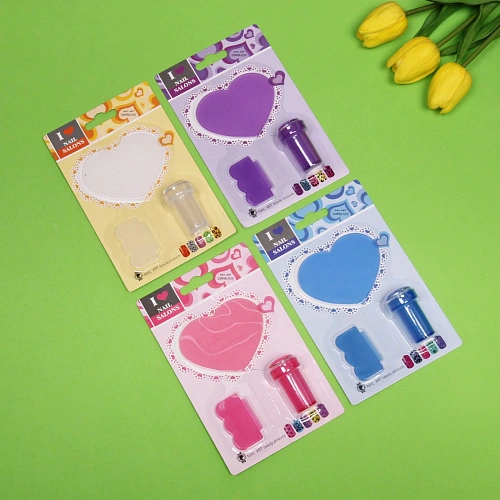 Набор для дизайна ногтей - стемпинг VivA Manicur, пластина сердце, микс 4 цвета, 1711см_3