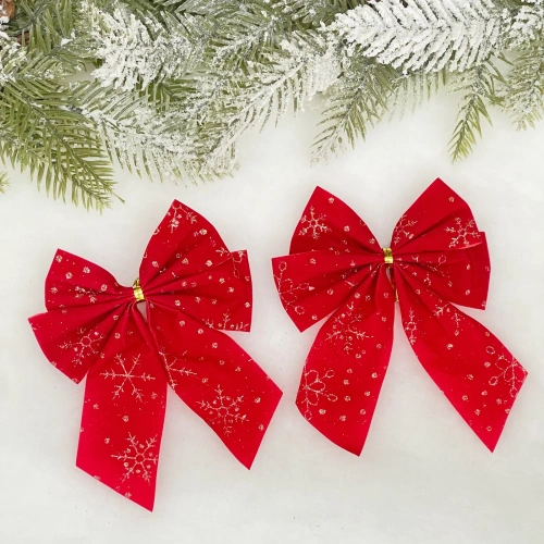 Бант на ёлку "Золотой узор" 12см (набор 2шт)