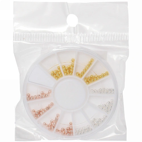 Украшение для нейл-арта Nail Art Design, бусинки, цвет золото, серебро и бронза, в пакете, 77см_4