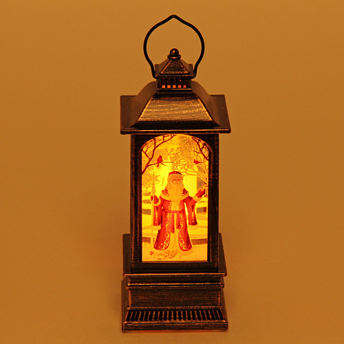 Сувенир с подсветкой "Фонарь с сказочным Дедом Морозм" 5.5*5.5*12.5 см (3хAG13)