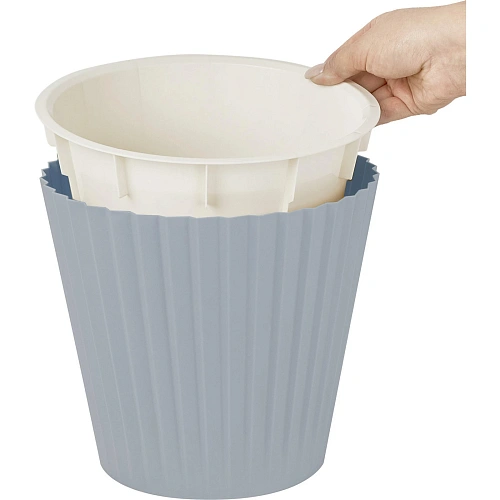 Горшок для цветов пластиковый 10,5л d-28см Sand c дренажной вставкой, утренний туман_5