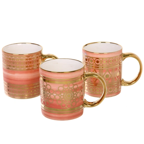 Кружка керамическая 350мл "Золотой узор", микс 4рисунка