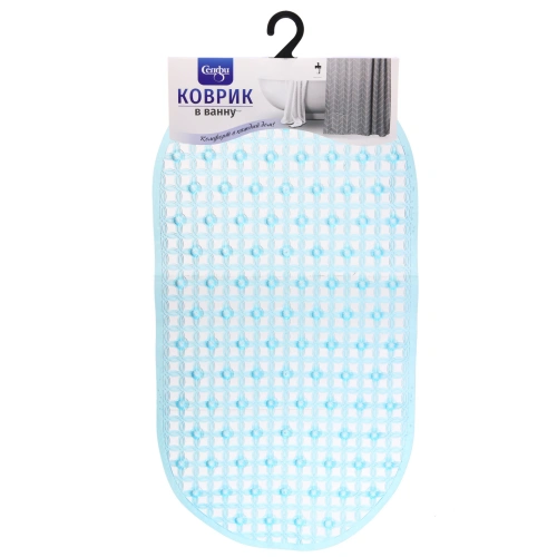 Коврик в ванну 64х34 "Куба" синий