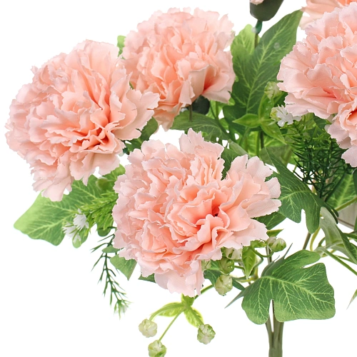 Искусственные цветы Букет гвоздик 35см 7 цветков персиковые_5