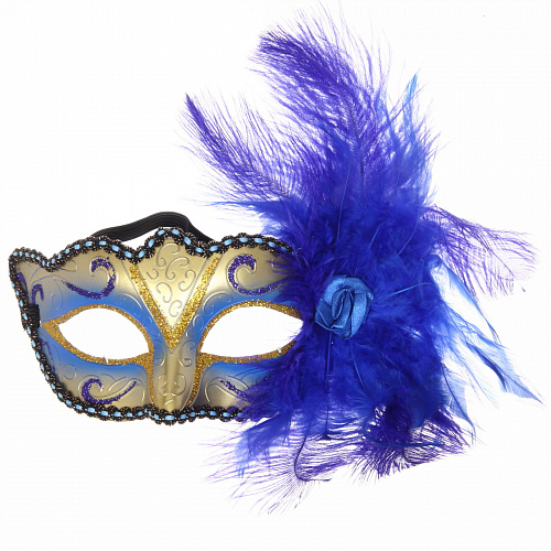 Маска карнавальная "Изящные перья", синий