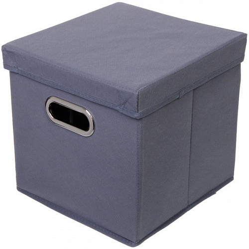 Короб - органайзер складной стеллажный для хранения вещей с крышкой "ДОМания", цвет серый, 28*28*28см (лейбл)