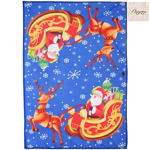 Полотенце кухонное "SPARKLE - Дедушка Мороз" 40*58 см, микрофибра 210 гр/м2