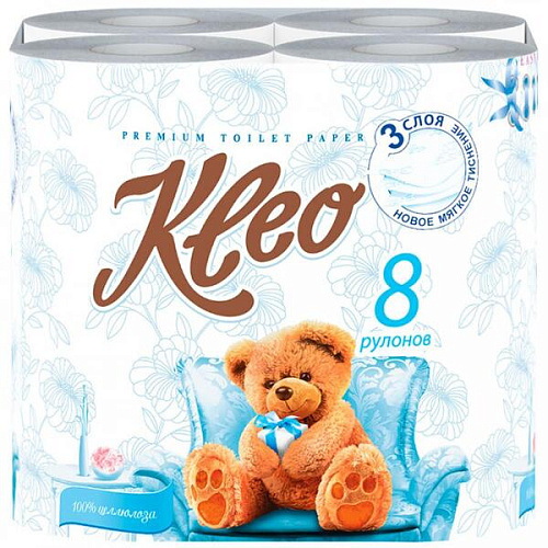 Бумага туалетная KLEO Ultra 3 сл. 8 рул. АКЦИЯ