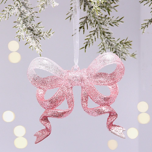 Подвеска "Изящный бант" 8 см, Белый/Розовый