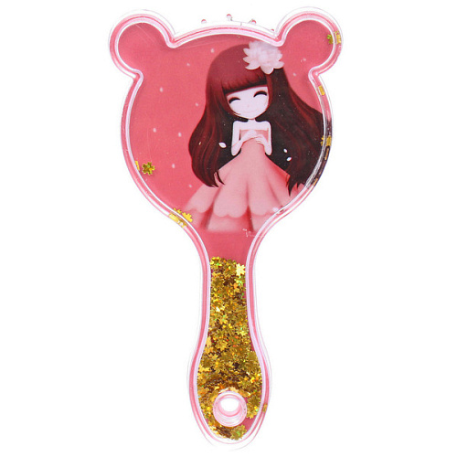 Расческа массажная детская ДЕВОЧКИ, блестки, микс 4 дизайна, 17,55,2см (пакет с подвесом)_4