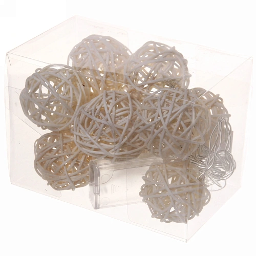 Гирлянда для дома  2м 10 ламп LED с насадками ШАР ПЛЕТЕНЫЙ БЕЛЫЙ d-5 см, прозрачпровод, Теплый белый на батарейках 2АА_7