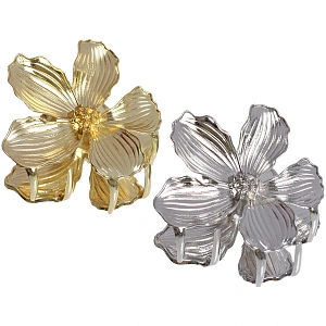 Заколка-краб для волос "AKS - DesignPRO", цветок, цвет золото и хром, 4,5*4,5см