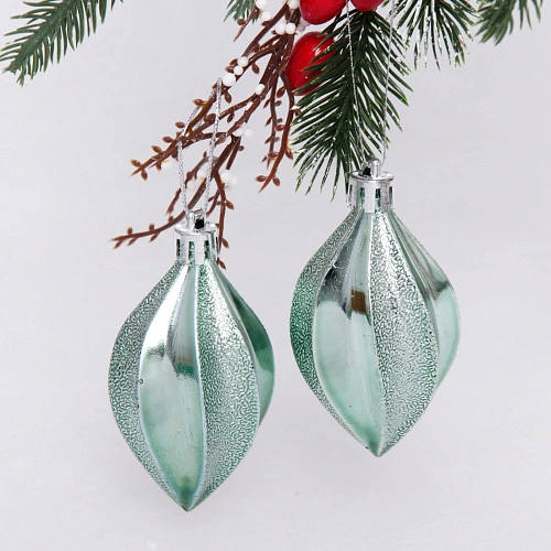 Ёлочные игрушки "Таинственное очарование" Капля 8 см (набор 2шт), темный нефрит