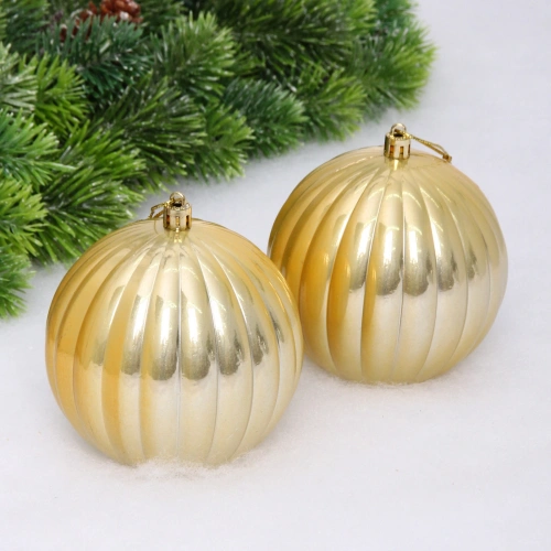 Набор шаров "Волшебные грани " 10 см (в наборе 2 шт), Золото
