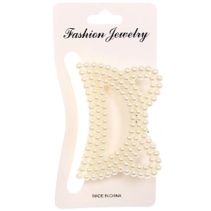 Заколка-краб для волос "Мон Пион", кошечка, цвет белый, 7,5см (Блистер)