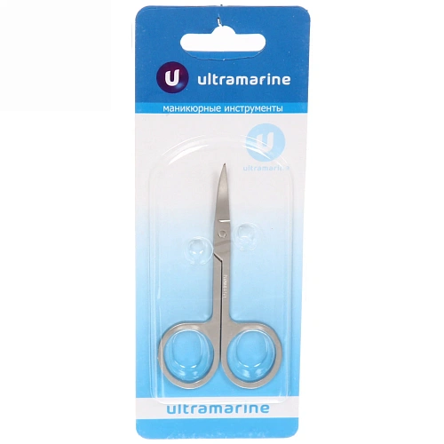 Ножницы маникюрные на блистере "Ultramarine", круглые кольца, широкие, цвет серебро, 8,5см