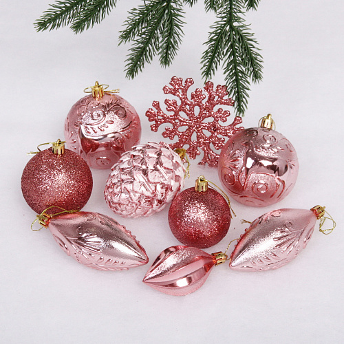Набор украшений "Рождество" (26 предметов), розовое золото