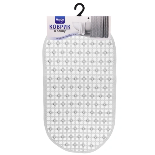 Коврик в ванну 64х34 "Куба" серый