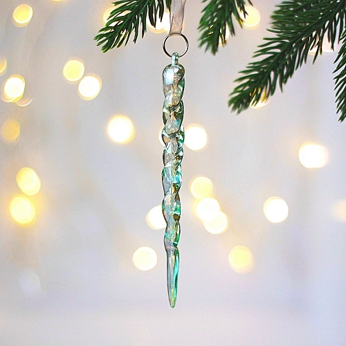 Подвеска "Морозная сосулька" 13 см, Зелёный