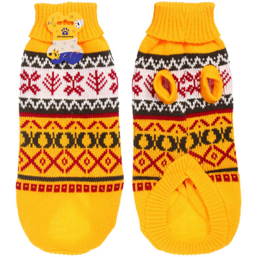 Кофта - свитер для мелких пород собак и кошек "BRO Style", снежинки, цвет желтый, р L