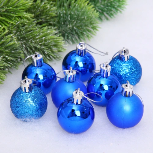 Новогодние шары 4 см (набор 24 шт) "Микс фактур", синий