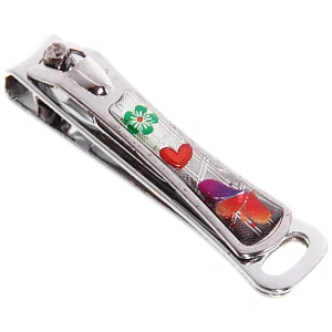 Кусачки для ногтей "Бабочки и цветы", цвет рисунка в ассортименте, цвет хром,  6*1*1см (стикер на коробку 12шт)