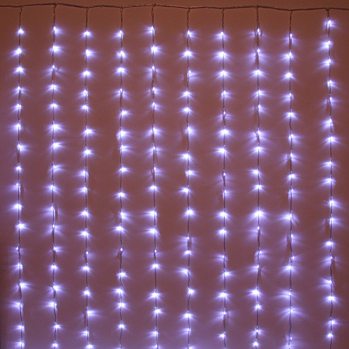 Гирлянда для дома ЗАНАВЕС "Водопад" ш3,0* в2,5 м 360 ламп LED, прозрач.пров, 8 реж, IP-20, Белый (возможность соединения)