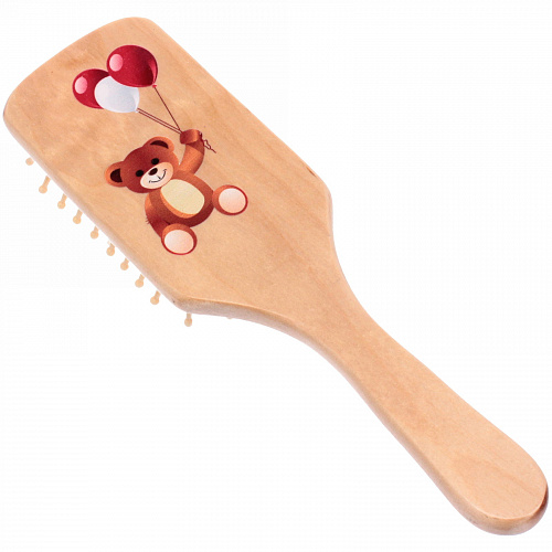 Расческа массажная детская "Baby brush" Медвежонок, цвет корич, 22*6,5см