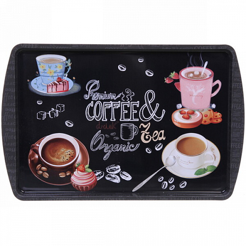 Поднос жестяной "Coffee time" 38*24см, микс