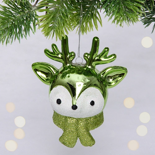 Елочная игрушка "Новогодний олененок" 7*11*10,5 см, зеленый