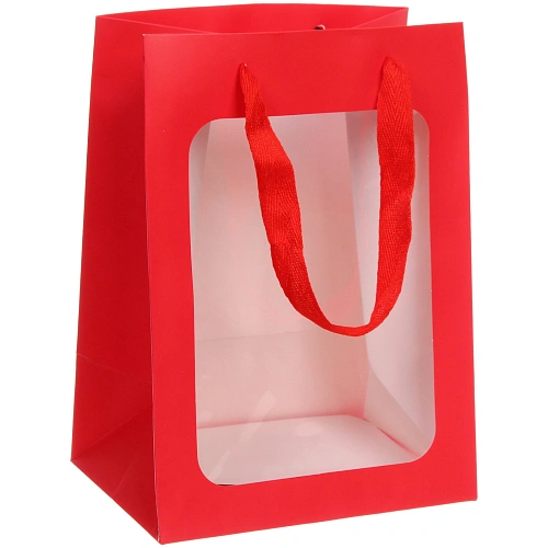 Пакет для цветов и подарков"Искренний подарок" 18*13*25 см, Красный