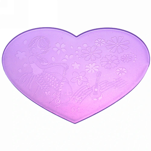 Набор для дизайна ногтей - стемпинг VivA Manicur, пластина сердце, микс 4 цвета, 1711см_17